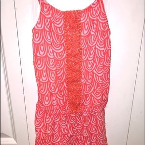 Red/Orange and White Kids Romper